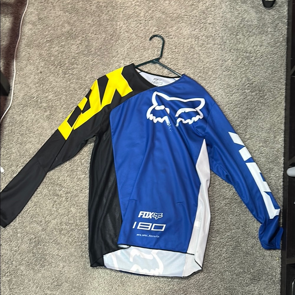 Fox Men's Blue and Yellow Shirt